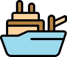 Cargo ship sailing peacefully, symbolizing efficient logistics and global maritime transport in a simple yet evocative icon