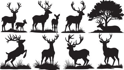 set of deer silhouettes