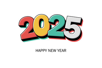 Colorful 2025 Happy New Year Greeting Illustration