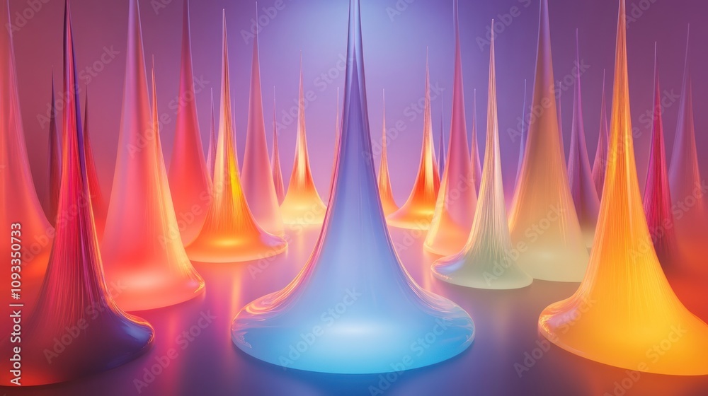 Poster Abstract Colorful Conical Glass Structures Illuminated