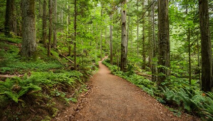 Obraz premium 푸른 숲속을 따라 이어진 산책, 트레일 코스