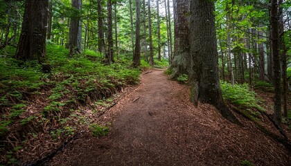 Obraz premium 푸른 숲속을 따라 이어진 산책, 트레일 코스