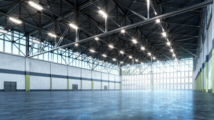 Interior of a warehouse. 3d illustration