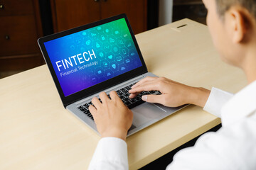 Fintech financial technology software for modish business to analyze marketing strategy