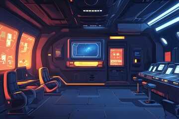 Obraz premium Futuristic Spaceship Bridge Interior Design