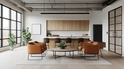 Fostering collaboration modern office interior open plan layout creative environment inspiring design concept