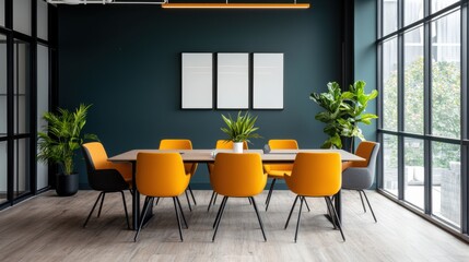 Transforming work modern open-plan coworking space urban office collaborative environment vibrant design concept