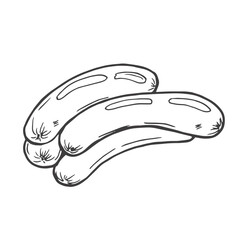 Sausages chain isolated bunch of meat food. Vector pork or beef frankfurter sausage