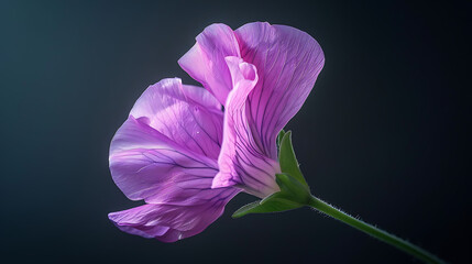 A beautiful single sweet pea flower in a soft lavender color
