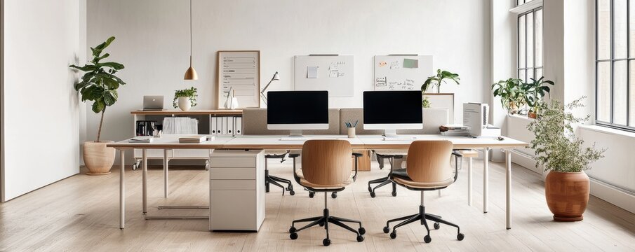 Create a modern open-plan office contemporary workspace flexible layout inviting environment stylish concept