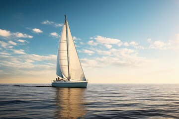 The Graceful Glide of a White Sailboat Across Serene Waters