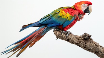 Obraz premium A vibrant parrot perched on a branch, showcasing its colorful plumage.