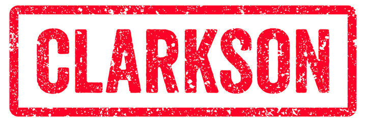 Clarkson Stamp Transparent Seal, Red Grunge Clarkson Word Rubber Stamp Seal Text Effect