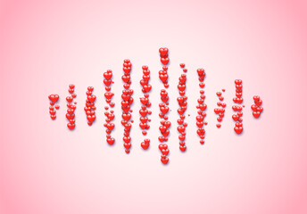 Sound wave filled with hearts for Valentine's Day, love mixtape cover