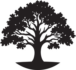 oak tree silhouette vector design for logo icon