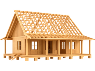 Wooden house under construction.  New home framing.