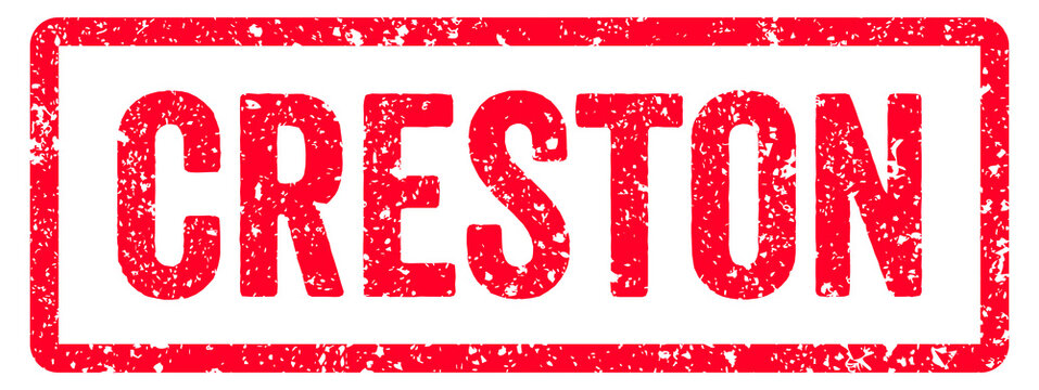 Creston Stamp Transparent Seal, Red Grunge Creston Word Rubber Stamp Seal Text Effect