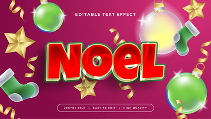 Red Gold and Green Noel 3d Editable Text Effect - Font Style