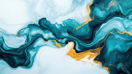 Fototapeta premium A stunning abstract marbled design featuring rich teal and vibrant gold tones.