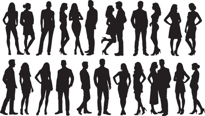 Vector set of silhouettes of people	