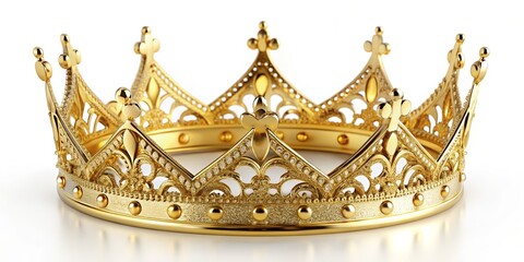 Elegant Gold Crown Isolated on White Background Symbolizing Luxury, Royalty, and Prestige for Various Creative Projects and Design Concepts