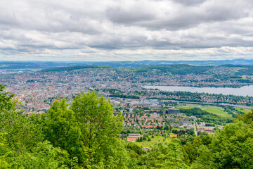 Zurich suburbs overlook from Uetliberg