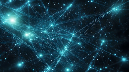 Fototapeta premium Futuristic network connection scene with glowing nodes and pulsing lines