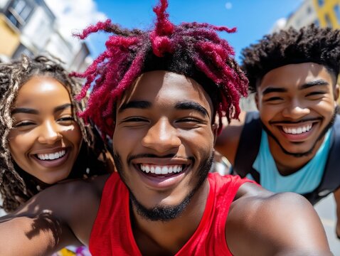A group of young people taking a selfie together