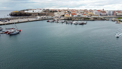 view of Peniche harbour and harbour front