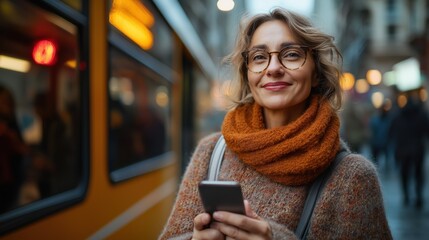 Smiling woman with a smartphone
