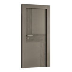 A door with a wooden frame and a silver handle