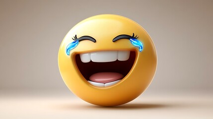 3D rendering of a laughing emoji with tears of joy. (3)