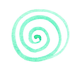 Abstract green spiral pattern - watercolor swirl design with minimalist aesthetic for modern art and home decor.