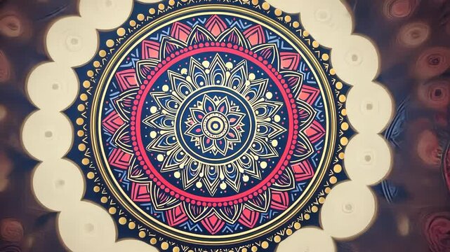 Intricate Mandala Design with Surrounding Circular Patterns
