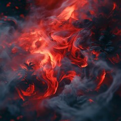 Fototapeta premium Abstract Smoke and Fire Composition with Intense Red Hues - made with Generative AI