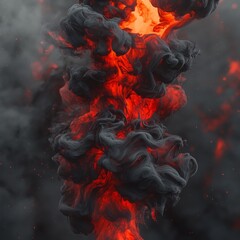 Red and Black Smoky Flames Creating a Dramatic Visual Effect - made with Generative AI