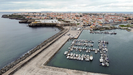 Obraz premium view of Peniche harbour and harbour front
