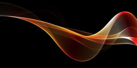 Abstract Neon Orange Waves on a Dark Elegant Background
