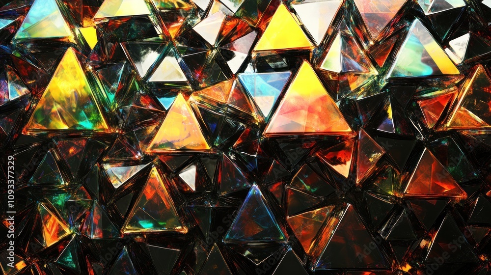 Poster Abstract Triangular Gemstone Mosaic Pattern