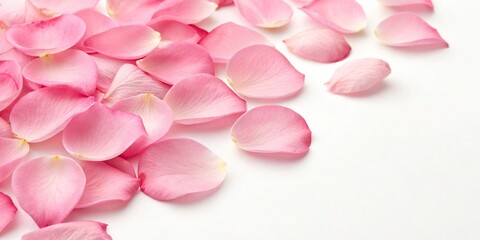 Obraz premium Close-up of individual pink rose petals against a white background, flower texture, nature observation, botanical study, detailed observation