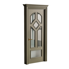 A door with a gold handle and a gold knob