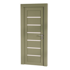 A door with a silver handle and a silver knob