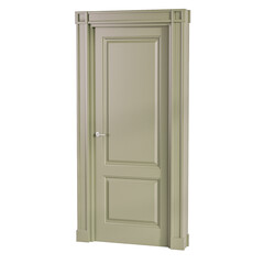 A door with a silver handle and a silver knob