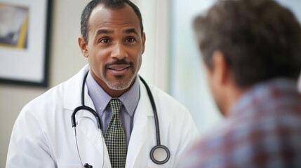 A Male Doctor With Stethoscope Listens To A Patient