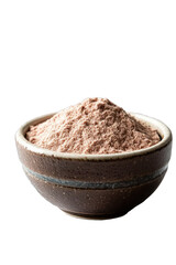 A small bowl of psyllium husk fiber, neatly arranged on a clean white surface.