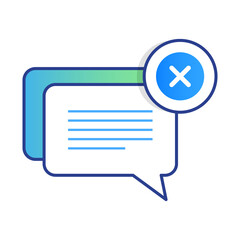 No Messages Icon &ndash; Speech Bubbles with Cross Mark, Representing Empty Inbox or Notifications