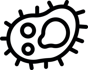 Microscopic view of a dangerous virus or bacteria showing its nucleus and cilia, causing diseases