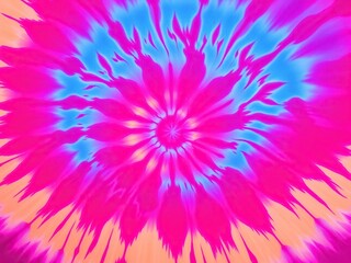 Spiral tie-dye texture with reverse swirl design in a vibrant purple and pink background, creating a mesmerizing and unique visual effect, spiral tie dye effect, tie dye pattern, tie dye art