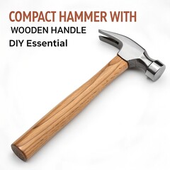 Compact Hammer with Sturdy Wooden Handle for DIY Projects