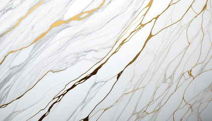 White Marble Slub Texture Background With Golden Veins On It.